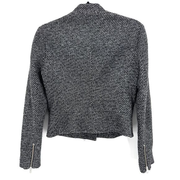 THEORY Kinde Purposeful Twill Moto Asymmetrical Zip Black Gray Jacket Size 4 - Picture 7 of 10